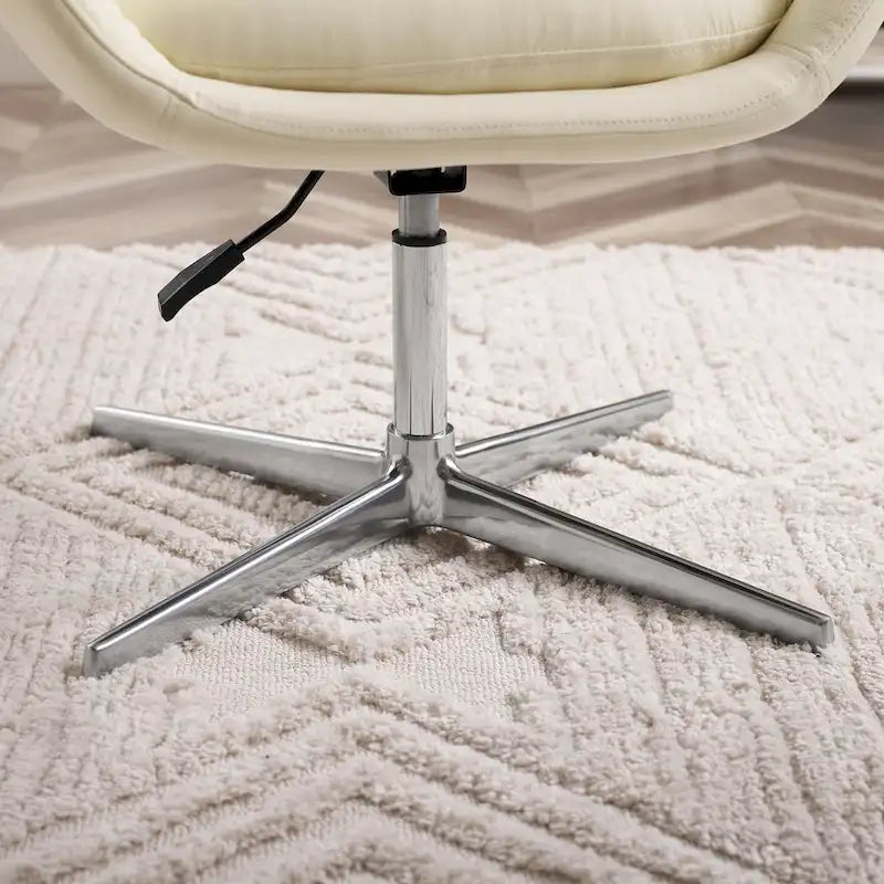 Orange Leather Swivel Office Chair - Single Seater Adjustable