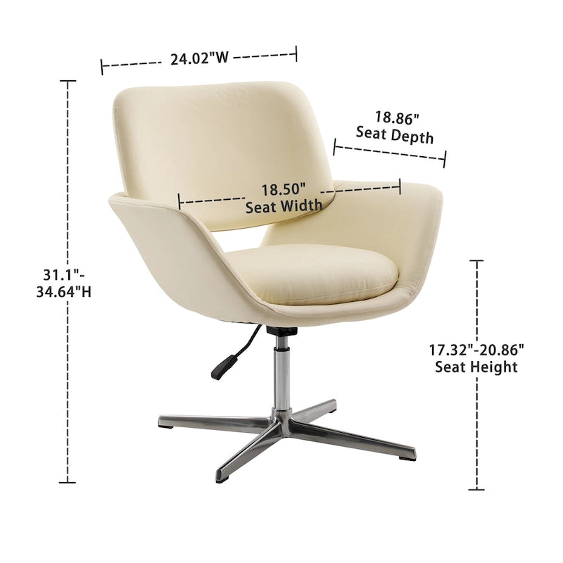 Orange Leather Swivel Office Chair - Single Seater Adjustable
