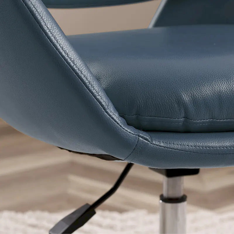 Orange Leather Swivel Office Chair - Single Seater Adjustable