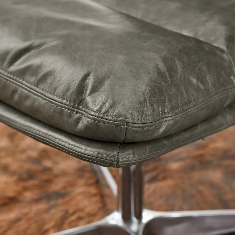 Art Leon Mid-Century Modern Genuine Leather Home Office Desk Chair