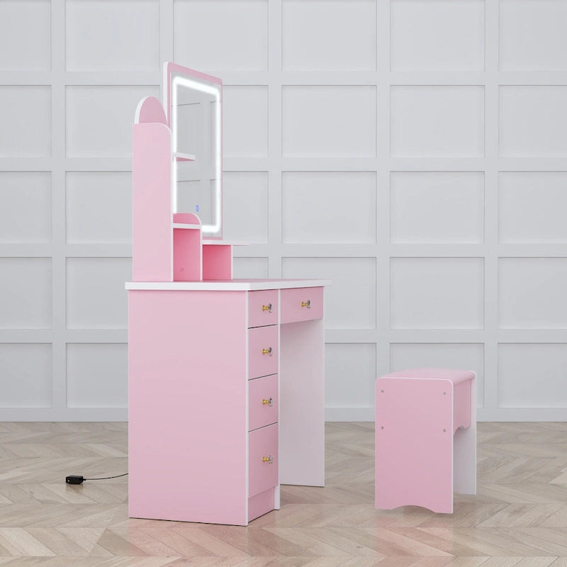 Vanity Set With Mirror and Lamp Home Makeup Dressing Table with Stool