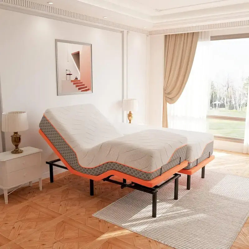 ESHINE Adjustable Bed Frame - 14 inch Hybrid Memory Foam Mattress 2000 Series