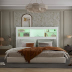65Timechee Queen Bookcase Headboard RGB Light Adjustable Shelf