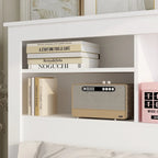65Timechee Queen Bookcase Headboard RGB Light Adjustable Shelf