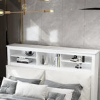 65Timechee Queen Bookcase Headboard RGB Light Adjustable Shelf