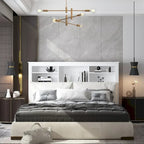 65Timechee Queen Bookcase Headboard RGB Light Adjustable Shelf