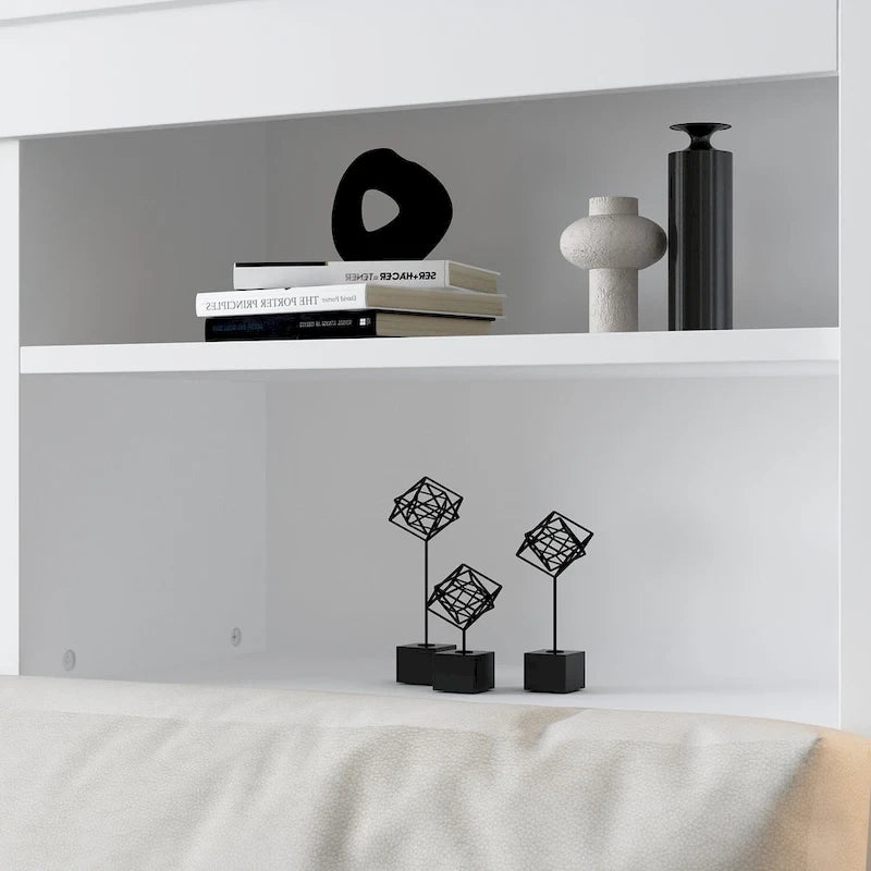 65Timechee Queen Bookcase Headboard RGB Light Adjustable Shelf