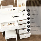 39.4 W Dresser Makeup Vanity Set with Stool and Mirror Room