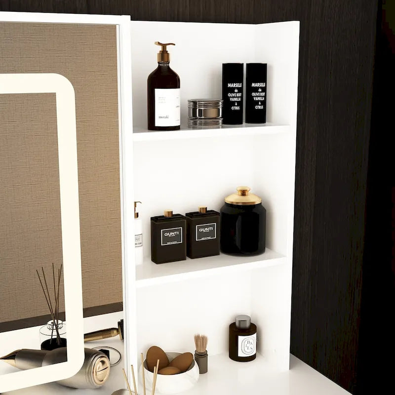39.4 W Dresser Makeup Vanity Set with Stool and Mirror Room