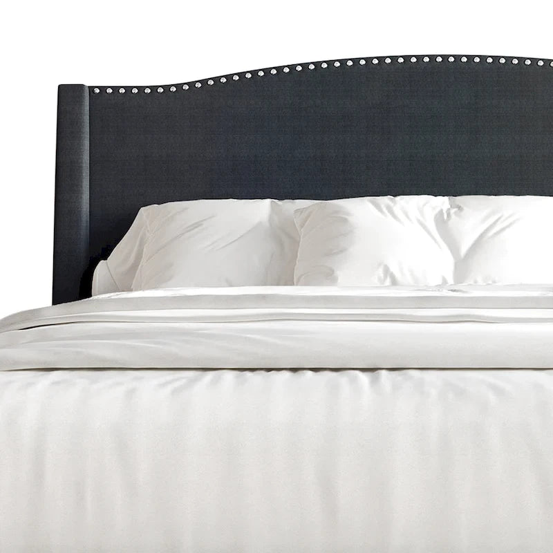 CraftPorch Elegant Chrome Nailhead Wingback Upholstered Bed with Drawers