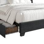 CraftPorch Elegant Chrome Nailhead Wingback Upholstered Bed with Drawers