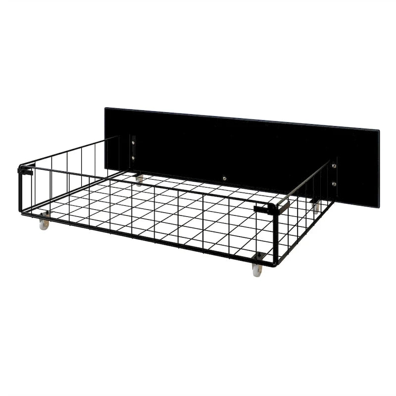CraftPorch Elegant Chrome Nailhead Wingback Upholstered Bed with Drawers