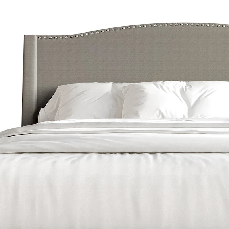 CraftPorch Elegant Chrome Nailhead Wingback Upholstered Bed with Drawers