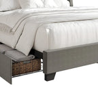 CraftPorch Elegant Chrome Nailhead Wingback Upholstered Bed with Drawers