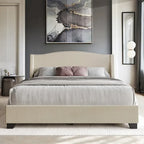 CraftPorch Elegant Chrome Nailhead Wingback Upholstered Bed with Drawers