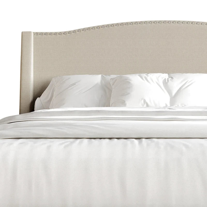 CraftPorch Elegant Chrome Nailhead Wingback Upholstered Bed with Drawers