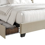 CraftPorch Elegant Chrome Nailhead Wingback Upholstered Bed with Drawers