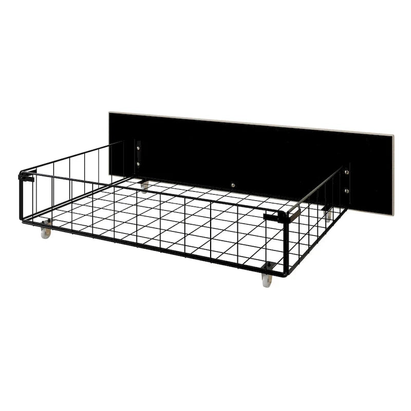 CraftPorch Elegant Chrome Nailhead Wingback Upholstered Bed with Drawers