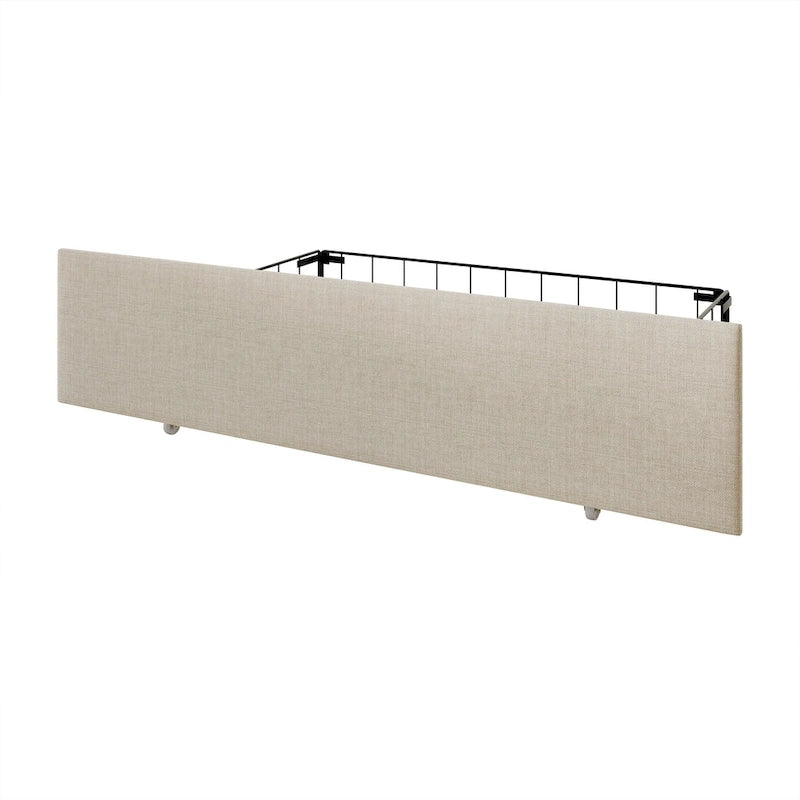 CraftPorch Elegant Chrome Nailhead Wingback Upholstered Bed with Drawers