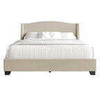 CraftPorch Elegant Chrome Nailhead Wingback Upholstered Bed with Drawers
