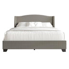 CraftPorch Elegant Chrome Nailhead Wingback Upholstered Bed with Drawers