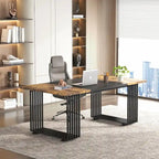 70.9 Modern Office Desk Wood Computer Desk, White Gold Executive Desk