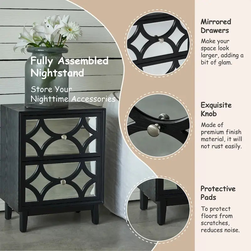 COZAYH Contemporary Mirror Front Nightstand