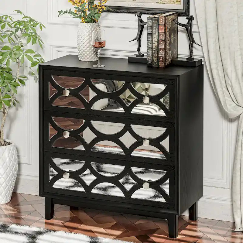 COZAYH Contemporary Mirror Front Nightstand