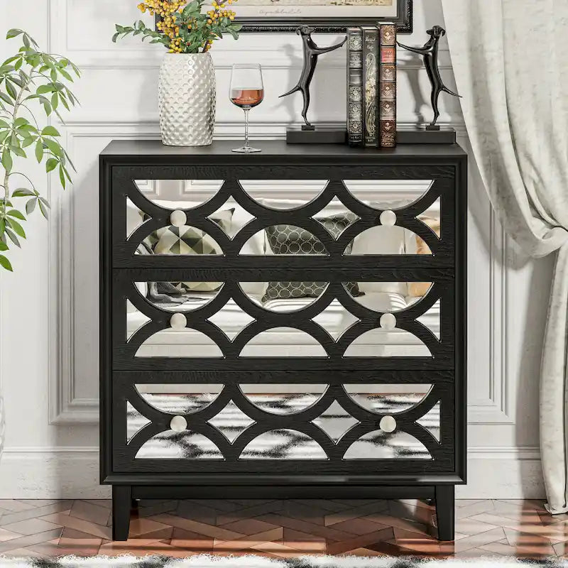 COZAYH Contemporary Mirror Front Nightstand