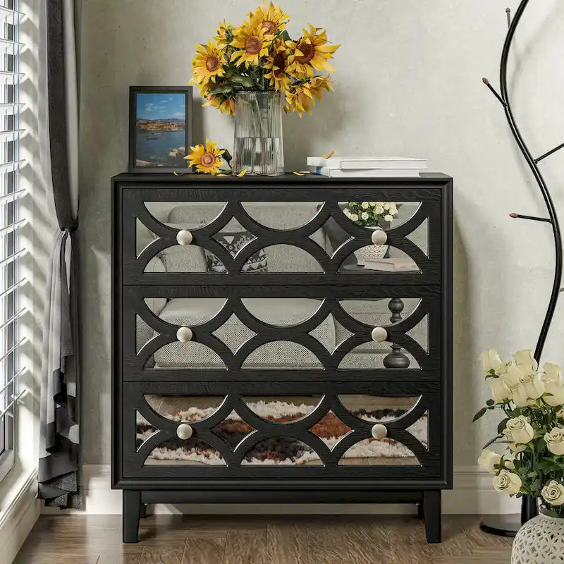 COZAYH Contemporary Mirror Front Nightstand