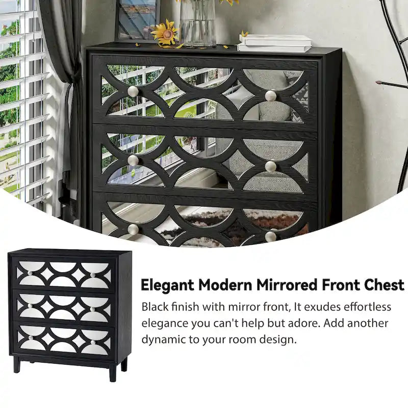 COZAYH Contemporary Mirror Front Nightstand