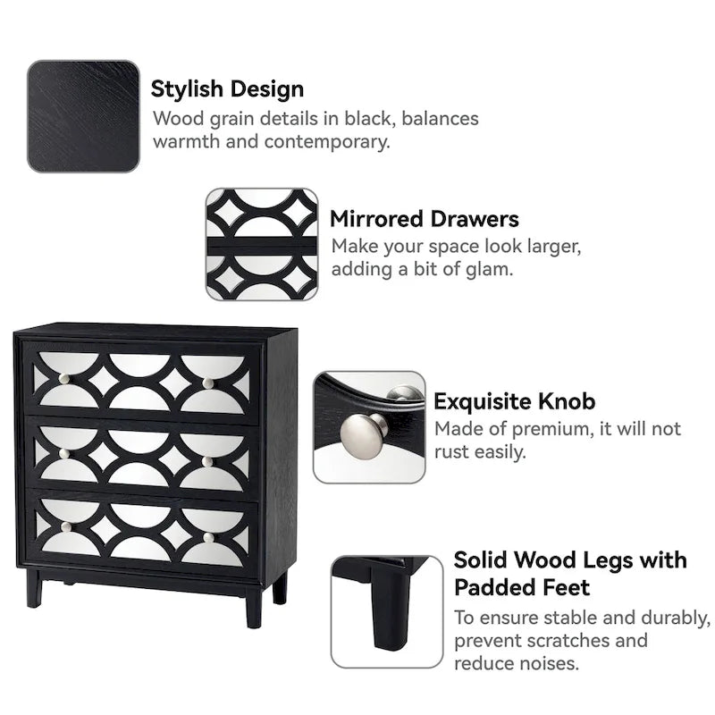 COZAYH Contemporary Mirror Front Nightstand