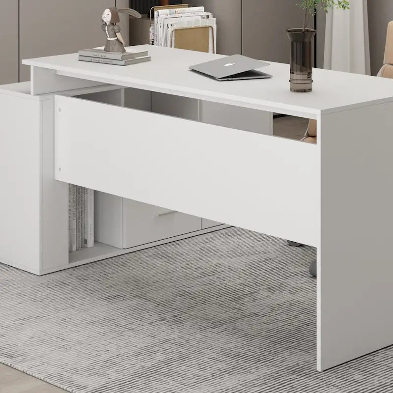 Timechee Home Office Computer Desk Corner Desk 55-inch Writing Table