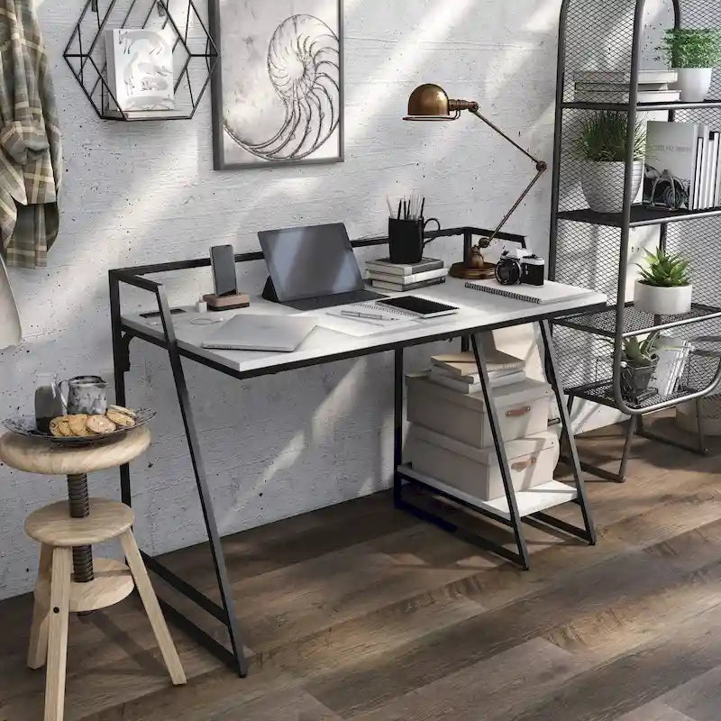 Meard Industrial 49-inch Steel Computer Desk with USBs by Furniture of America