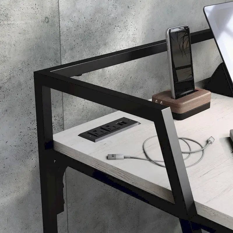 Meard Industrial 49-inch Steel Computer Desk with USBs by Furniture of America