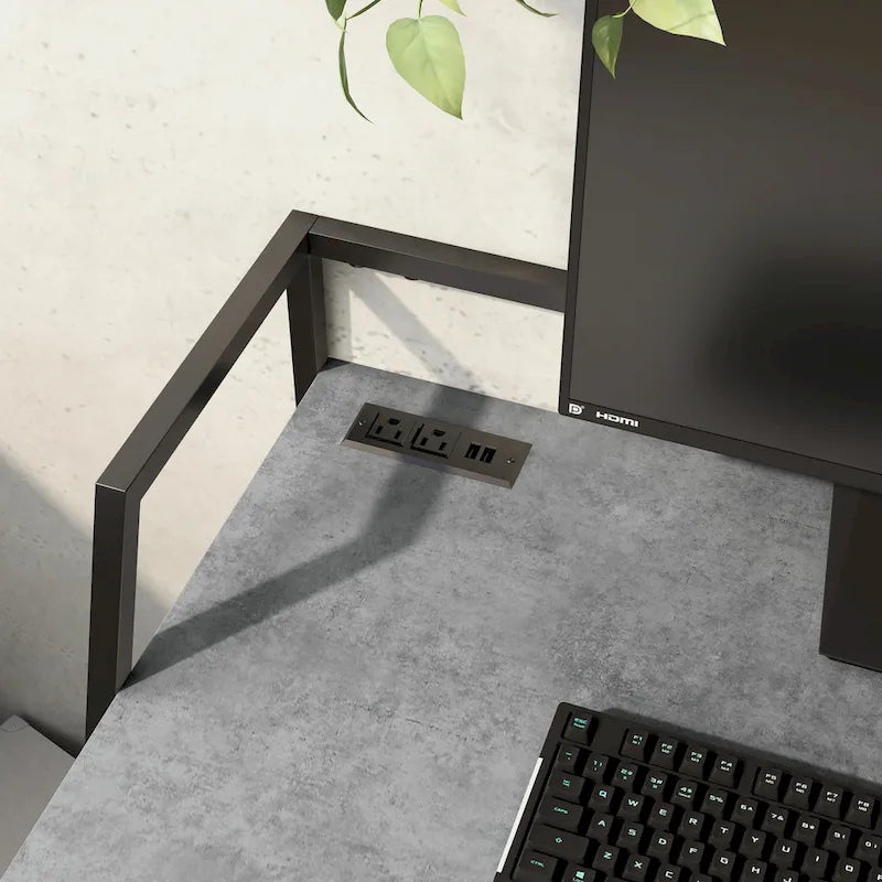Meard Industrial 49-inch Steel Computer Desk with USBs by Furniture of America