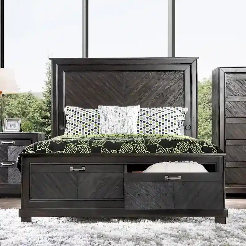 Furniture of America Moso Rustic Espresso 2-drawer Platform Bed with USB