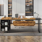70.8 Executive Desk with 55 File Cabinet, Modern L Shaped Computer Desk with Storage Shelves and Cabinet
