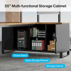 70.8 Executive Desk with 55 File Cabinet, Modern L Shaped Computer Desk with Storage Shelves and Cabinet