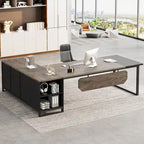 70.8 Executive Desk with 55 File Cabinet, Modern L Shaped Computer Desk with Storage Shelves and Cabinet