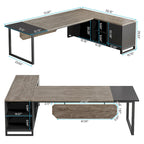 70.8 Executive Desk with 55 File Cabinet, Modern L Shaped Computer Desk with Storage Shelves and Cabinet