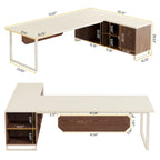 70.8 Executive Desk with 55 File Cabinet, Modern L Shaped Computer Desk with Storage Shelves and Cabinet
