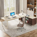 70.8 Executive Desk with 55 File Cabinet, Modern L Shaped Computer Desk with Storage Shelves and Cabinet