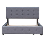 Queen Upholstered Platform Bed with Classic Headboard and 4 Drawers, No Box Spring Needed, Linen Fabric