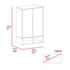 Rosie Armoire Two Door with Two Open Shelves, Five Shelves and Hanging Rod - N/A