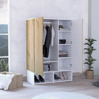 Rosie Armoire Two Door with Two Open Shelves, Five Shelves and Hanging Rod - N/A