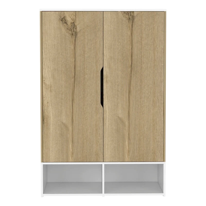 Rosie Armoire Two Door with Two Open Shelves, Five Shelves and Hanging Rod - N/A