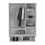 Rosie Armoire Two Door with Two Open Shelves, Five Shelves and Hanging Rod - N/A