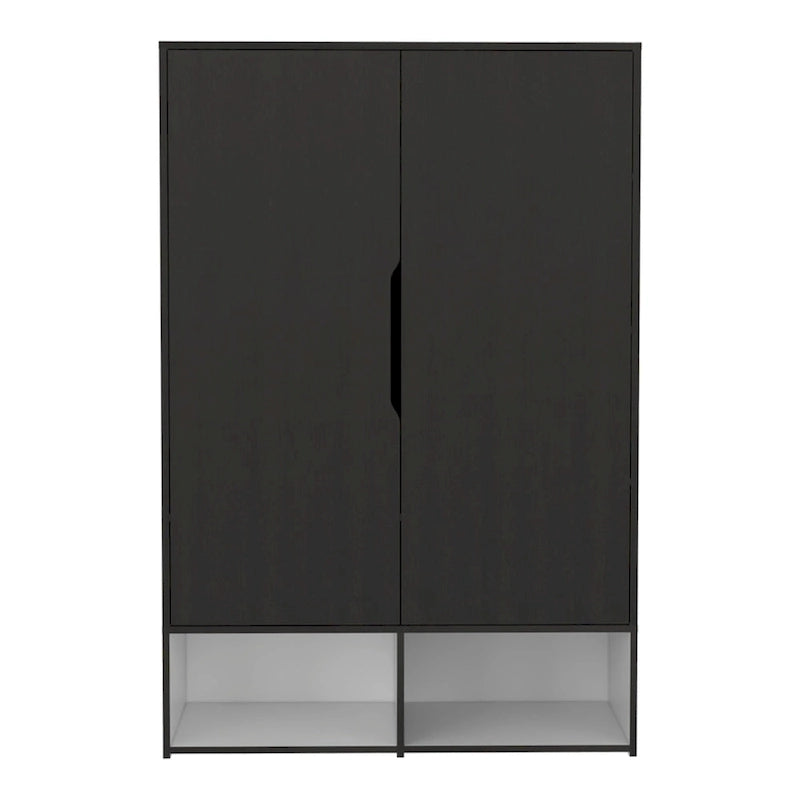 Rosie Armoire Two Door with Two Open Shelves, Five Shelves and Hanging Rod - N/A