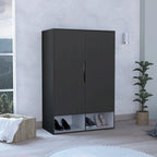 Rosie Armoire Two Door with Two Open Shelves, Five Shelves and Hanging Rod - N/A